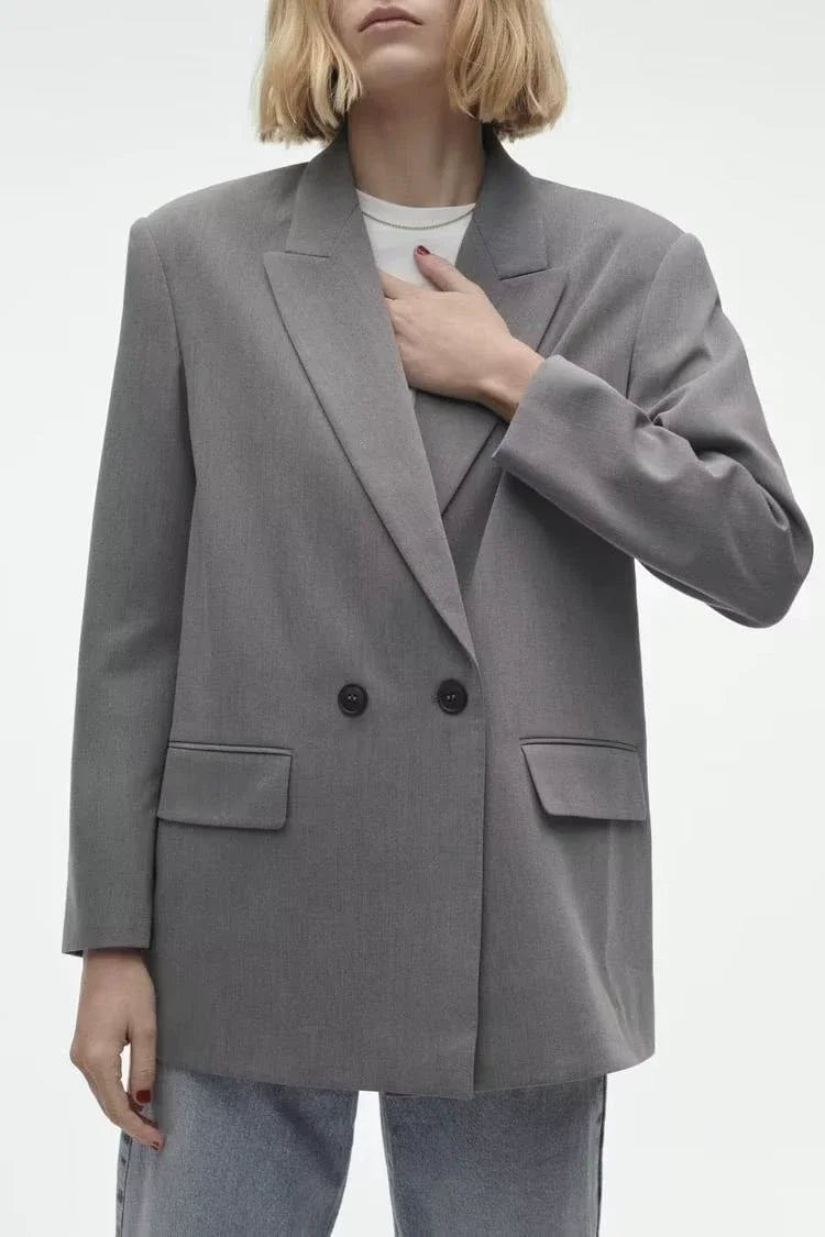 PB&ZASpring/Summer 2023 New Commuting Loose Leisure Fashion Suit Lapel Loose Double Breasted Blazer