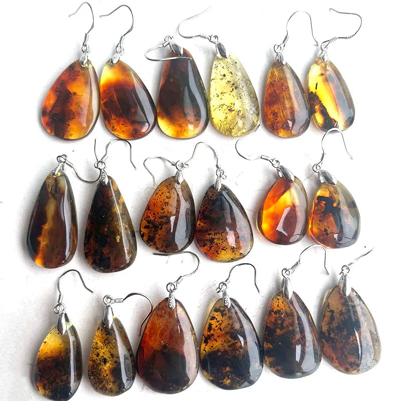 Real Amber Earrings for Women 925 Sterling Silver Gorgeous Dangling Stud Earrings Baltic 2025 New Unique Amber Jewelry Factory