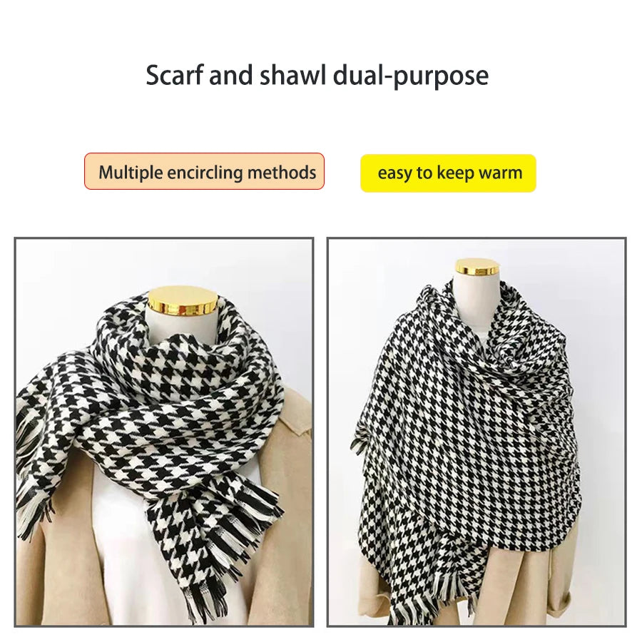 Knitted Scarf Women's Winter Korean Edition Versatile Shawl Wrapped with Warm Scarf Cover Classic Fashion Brand