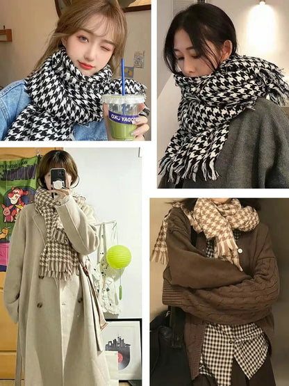 Knitted Scarf Women's Winter Korean Edition Versatile Shawl Wrapped with Warm Scarf Cover Classic Fashion Brand