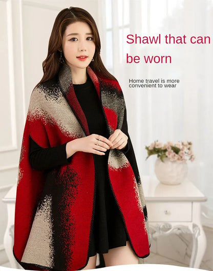 Luxury Shawl Women's Outer Wear Thickened Cashmere High-end Autumn and Winter Scarf Dual-use 2023 New Cloak Cloak Coat