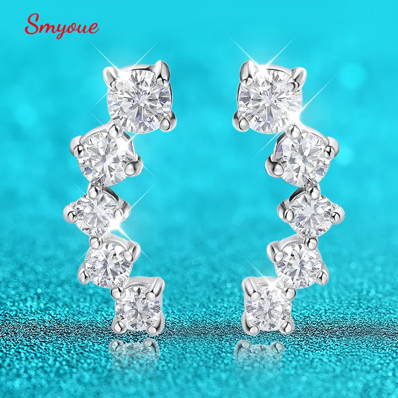 Smyoue 1.16cttw Gradient Gem Full Moissanite Stud Earrings for Women Sparkling Party Jewelry Earrings 925 Sterling Silver GRA