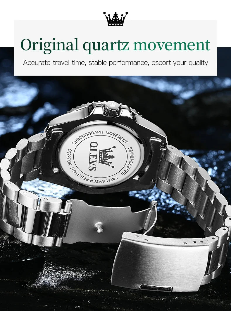 OLEVS Top Original Quartz Watch for Men Diving Series Stainles Steel Waterproof Man Watch Fashion Luxury Brand Men's Wristwatch