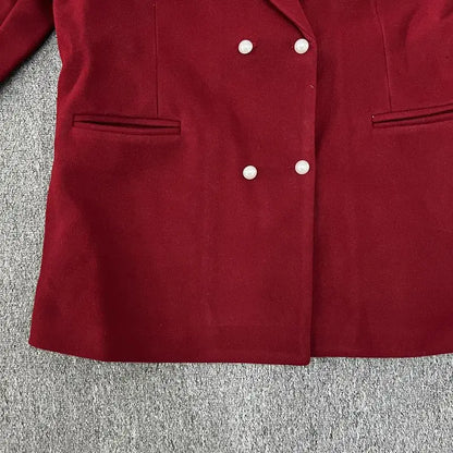 2024 Autumn and Winter New Year Christmas Women's Suit Jacket High-end Right Shoulder Temperament Socialite Red  Blazer Top