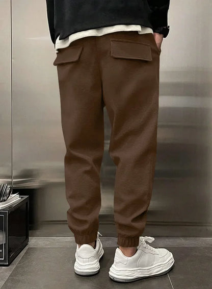 2024 Spring Autumn Men Casual Pants Solid Color Male Loose Drawstring Sweatpants Elastic Waist Gym Training Jogging Trousers