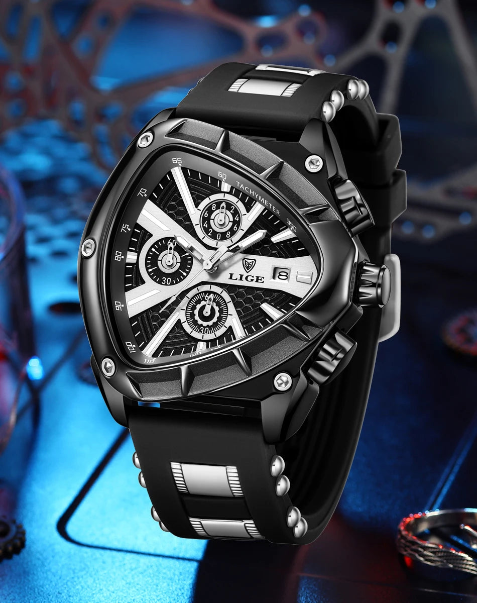 LIGE Luxury Military Watch for Men Waterproof Luminous Date Chronograph Man Watch Sport Quartz Stainless Steel Men's Watches