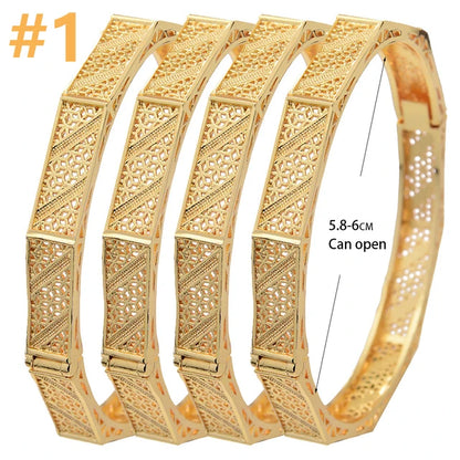 Moroccan Gold Color Bangles  For Women Men Arabic Ethnic Wedding Little Bit Bracelet Jewelry Dubai Bangles Family Gift