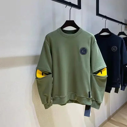 Sweatshirts for Man T-shirt Hip Hop Hoodieless Men's Clothing Green Pullover Top Welcome Deal Aesthetic Cheap Harajuku Fashion