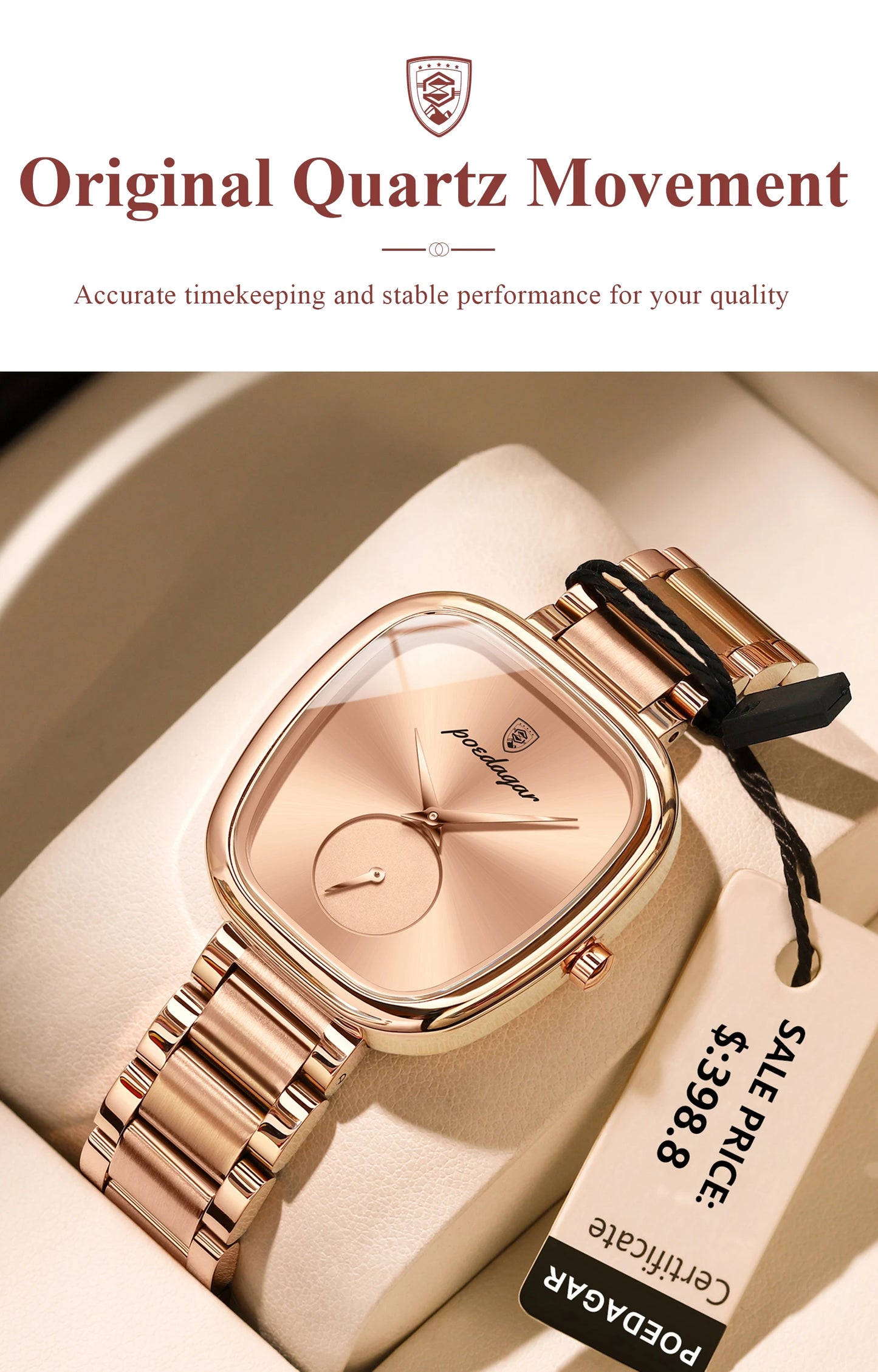 POEDAGAR Luxury Ladies Watch Stainless Steel Waterproof Quartz Watch for Woman High Quality Female Clock Elegant Women's Watches