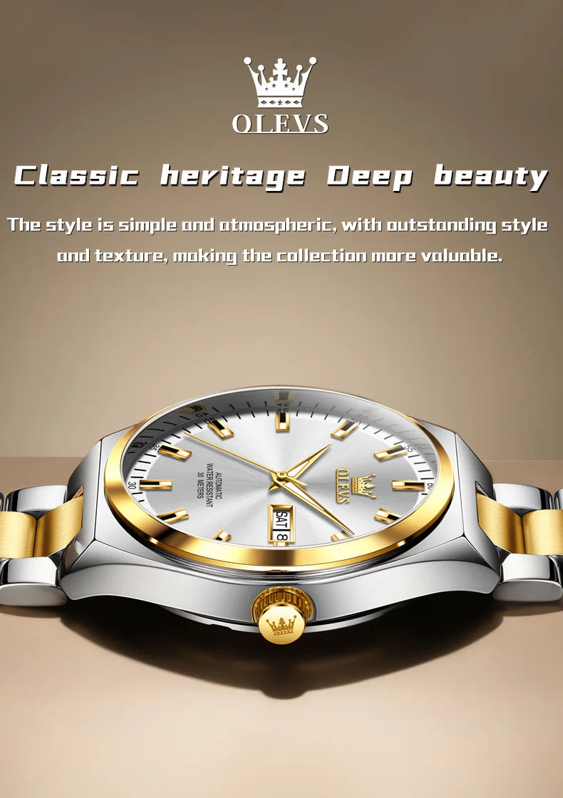 OLEVS 9907 Luxury Man Watch New Multi functional Simplicity Dual Calendar Original Full Automatic Mechanical Men's Wristwatches