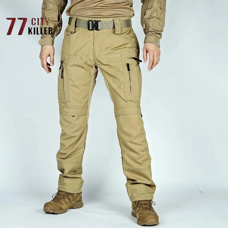 Men's Military Tactics P40 Pants Multi-pocket Zipper Elastic Waist Trousers Men Outdoor Sports Rock Climbing and Hunting Pants