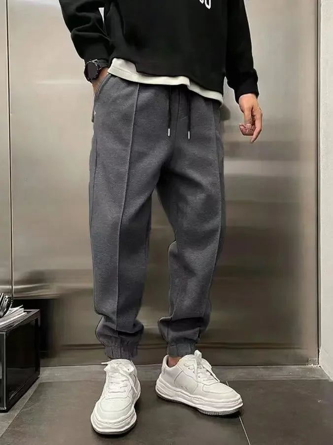 2024 Spring Autumn Men Casual Pants Solid Color Male Loose Drawstring Sweatpants Elastic Waist Gym Training Jogging Trousers