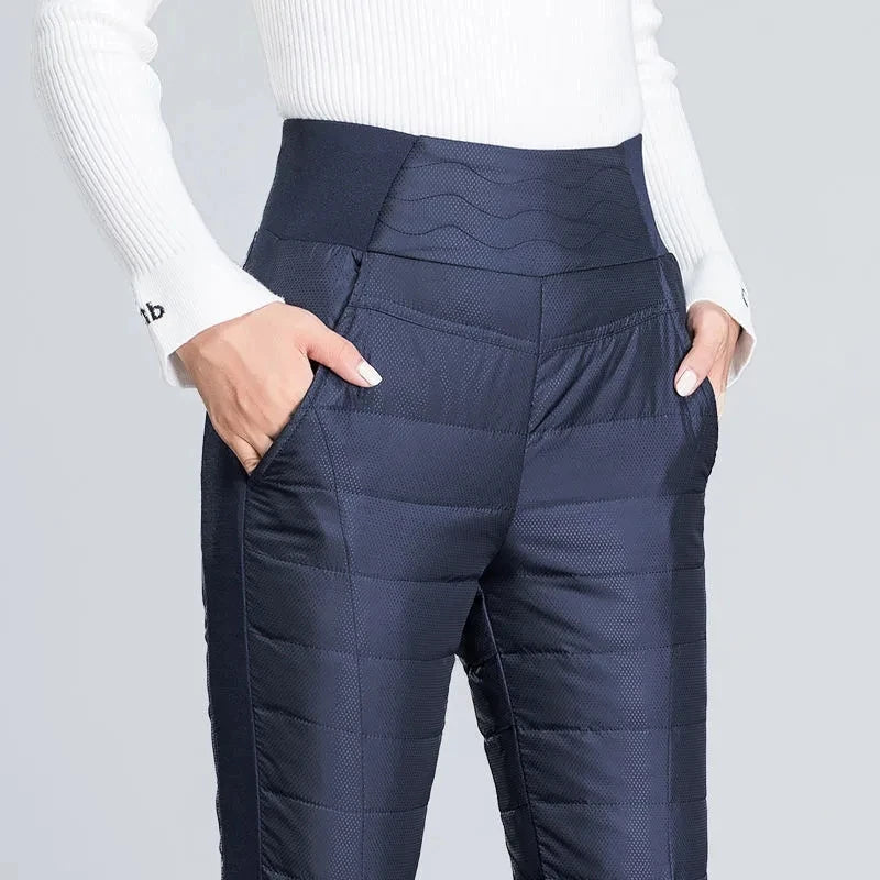 White Duck Down Pants Women Classic Warm Black Stretch Skinny Cotton Pantalon Mujer Office Windproof High Waist Thick Snow Pant