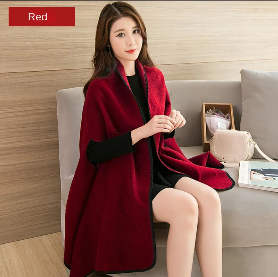 Luxury Shawl Women's Outer Wear Thickened Cashmere High-end Autumn and Winter Scarf Dual-use 2023 New Cloak Cloak Coat