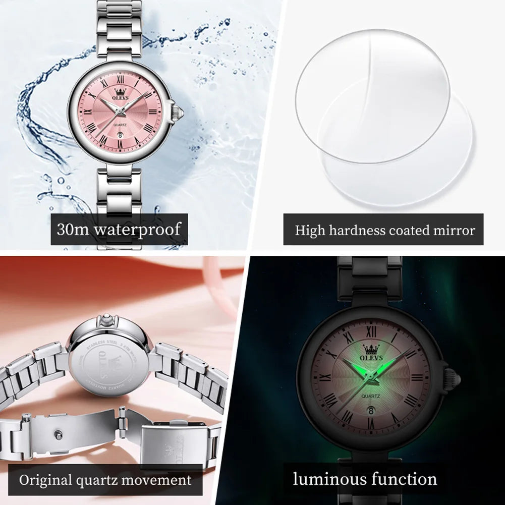 OLEVS 5608 Women's Watches  Fashion Light Luxury Original Wristwatch  Waterproof  Luminous Chronograph Date  Quartz Watches