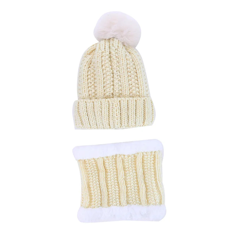 Warm Winter Skullies Beanies Knitted Hat Women Brand High Quality Winter Women Ball Ski Wool Fur Hat Pompoms Hats Knitted Scarf