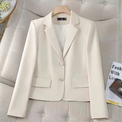 Women's Jacket Chic Elegant All Match Casual Office Work Solid Chic Single Button Business Design Fashion Jacket Top