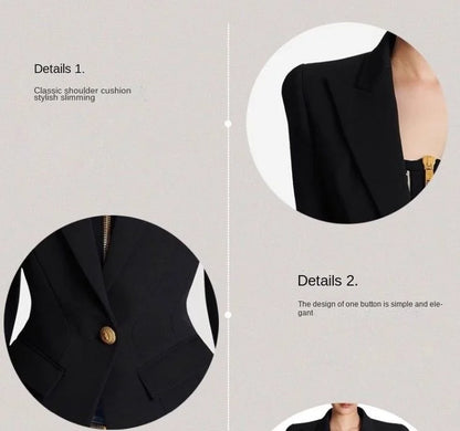 Women Elegant Blazer Solid All-match Long Sleeve Fashion Design Basic Casual Simple Single-breasted Office Lady Coat