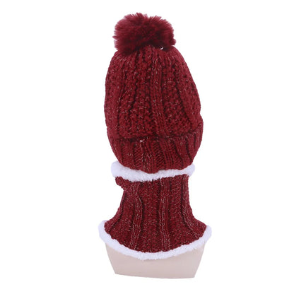 Warm Winter Skullies Beanies Knitted Hat Women Brand High Quality Winter Women Ball Ski Wool Fur Hat Pompoms Hats Knitted Scarf