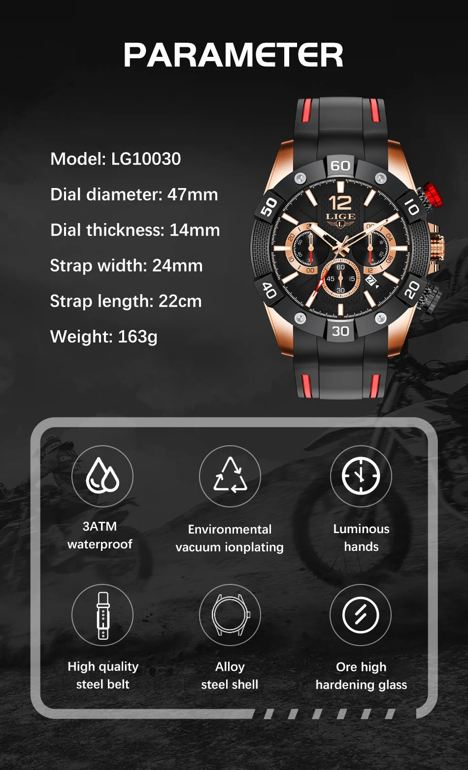 LIGE New Fashion  Man Watch Top Brand Luxury Clocks Casual Sports Silicone Strap Chronograph Waterproof Quartz Male Watches Date