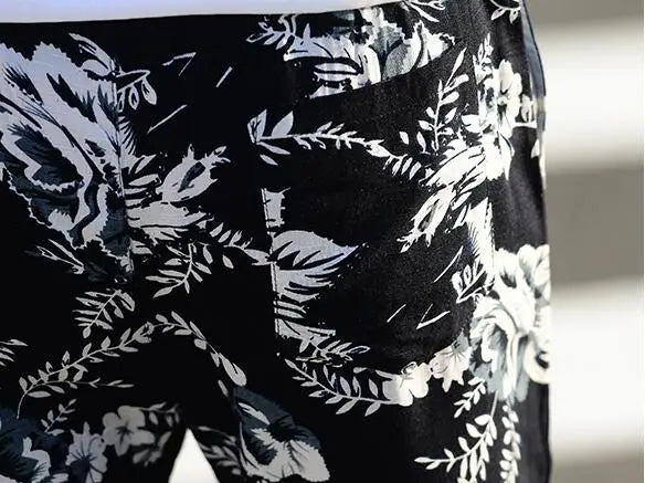 Summer New Cotton and Linen Pants Men's Printed Drawstring Ankle Length Pants Large Size S-6XL Male Slacks