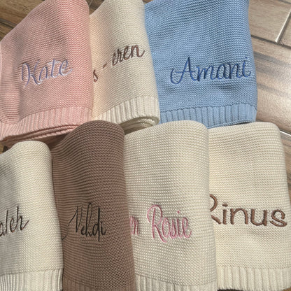 Baby Blanket,Personalized Embroidered Name,Stroller Blanket,Newborn Baby Gift ,Soft Breathable Cotton Knit, Baby Shower Gift