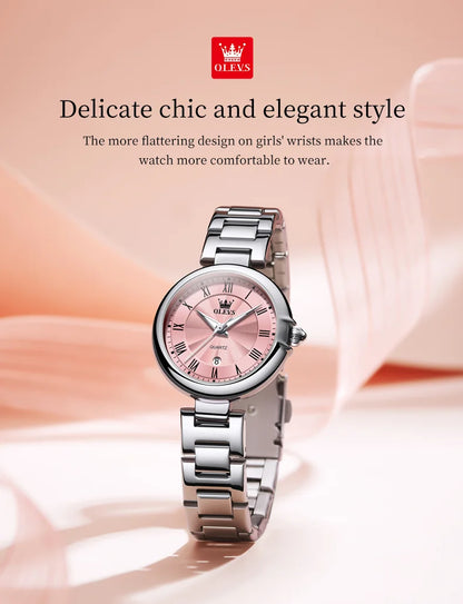 OLEVS 5608 Women's Watches  Fashion Light Luxury Original Wristwatch  Waterproof  Luminous Chronograph Date  Quartz Watches