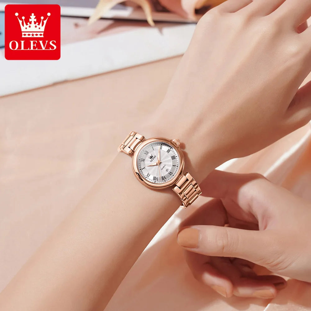 OLEVS Women's Watches Elegnat Fashion Original Quartz Wristwatch Waterproof Luminous Date Watch for Lady Trend Casual 2024 New