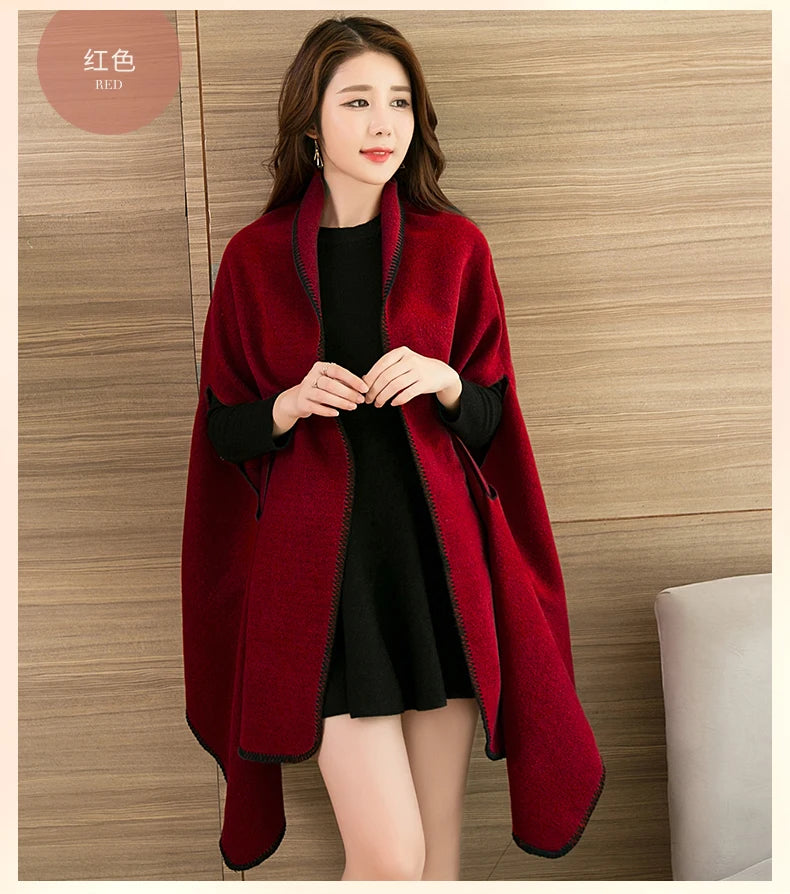 Luxury Shawl Women's Outer Wear Thickened Cashmere High-end Autumn and Winter Scarf Dual-use 2023 New Cloak Cloak Coat