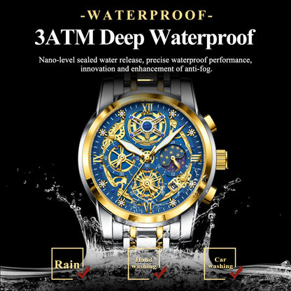 POEDAGAR Luxury High Quality Man Watch Waterproof Luminous Chronograph Date Men Watch Stainless Steel Quartz Men's Watches Reloj