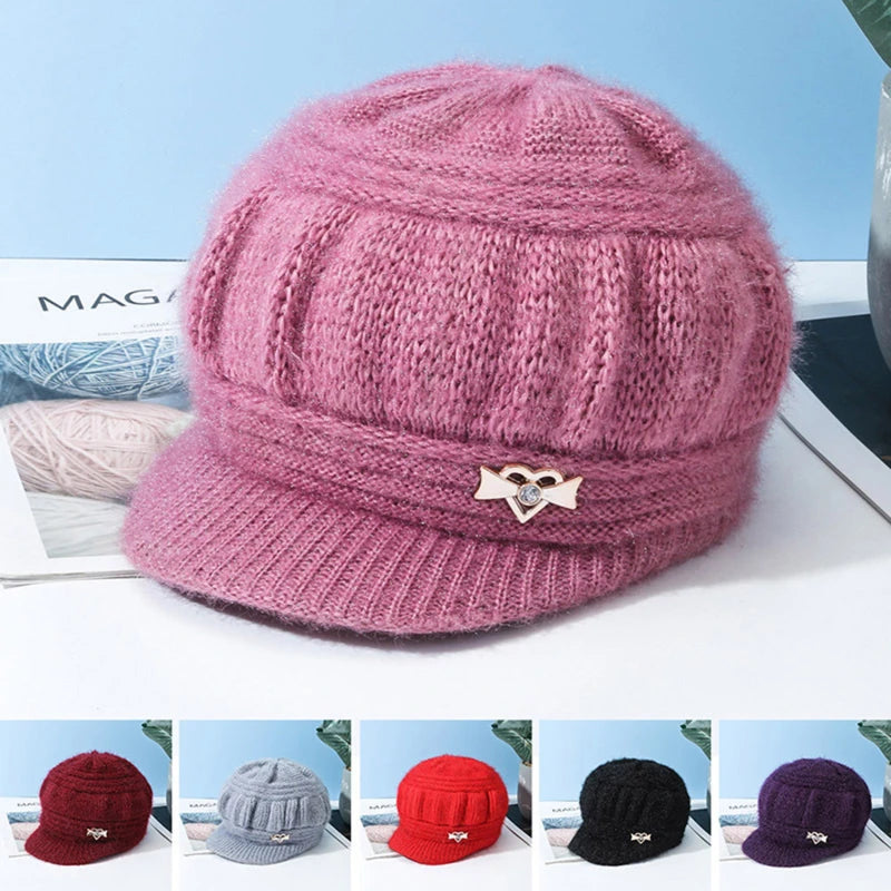 Women Knitted Hat Winter Warm Comfortable Soft Ladies Wool Caps Clothing Accessories Practical Convenient Femme Scarf Set