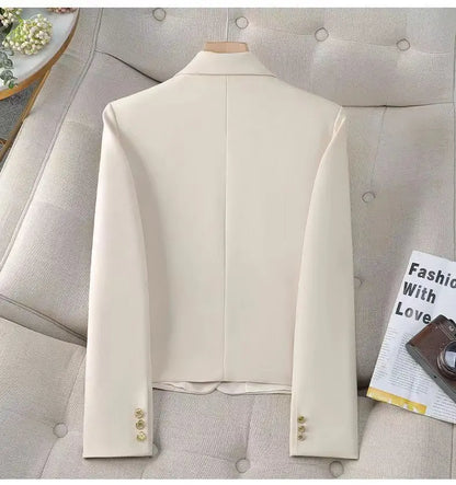 Women's Jacket Chic Elegant All Match Casual Office Work Solid Chic Single Button Business Design Fashion Jacket Top