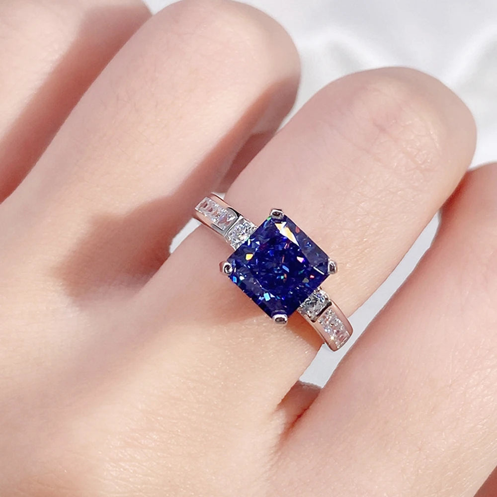 Wong Rain 100% 925 Sterling Silver Crushed Ice Cut Tanzanite High Carbon Diamond Gemstone Wedding Rings Engagement Fine Jewelry