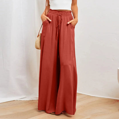 Women's 's Pants Soft Pantalon Wide Legs Long Pants Casual High Waist Trousers Plus Size Summer Pants