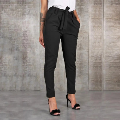 2024 Spring Summer Autumn Casual Slim Chiffon Thin Pants For Women High Waist Black Khaki Green Pants Woman Trousers