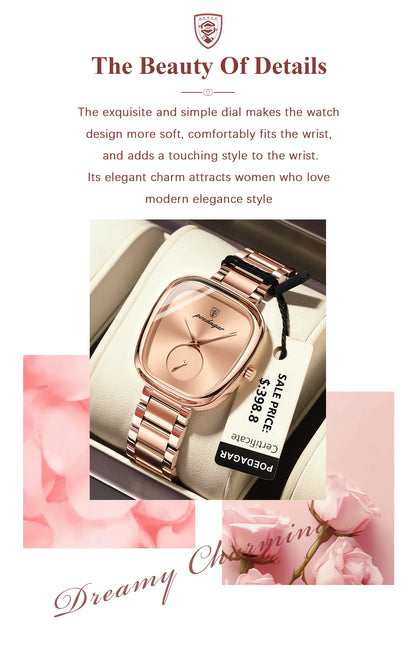 POEDAGAR Luxury Ladies Watch Stainless Steel Waterproof Quartz Watch for Woman High Quality Female Clock Elegant Women's Watches