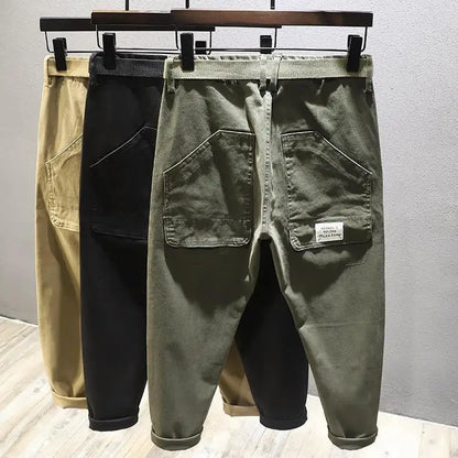 Big Pockets Men Cargo Pants Black High Street Baggy Spring Casual Trousers Army Green Overalls Outdoor Fashion Men's Clothing