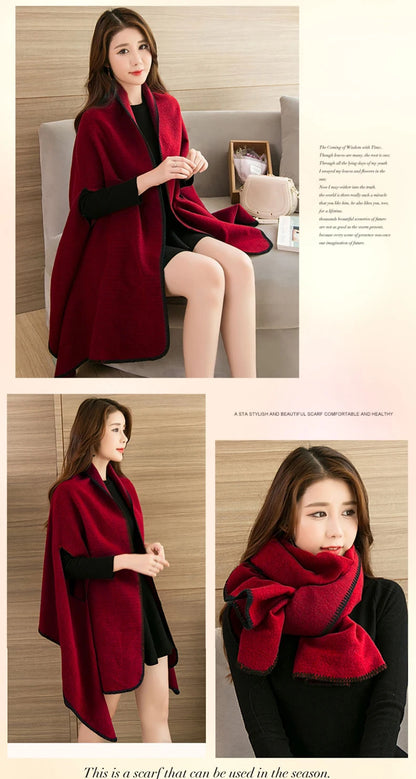 Luxury Shawl Women's Outer Wear Thickened Cashmere High-end Autumn and Winter Scarf Dual-use 2023 New Cloak Cloak Coat