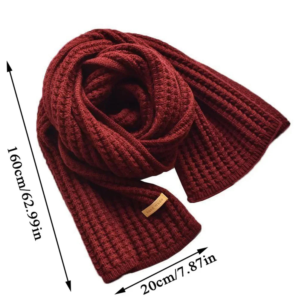 【Buy 1 Get 2】Couple Scarf Thickened Thermal Wool Knitting INS Korean Knit Thick Scarves Women Men Unisex Solid All-Match Scarves