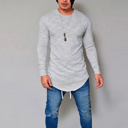 Men's T-Shirts Lycra S-3Xl Long Sleeved Men T Shirt Pure Color Casual Mens Long Sleeve Man T-Shirt for Male