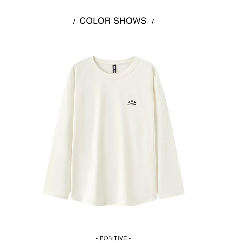 Semir Long Sleeve T-Shirt Women Plum Blossom Medium Long Length Pure Cotton with Printed Design 2024 New Autumn Oversized Top