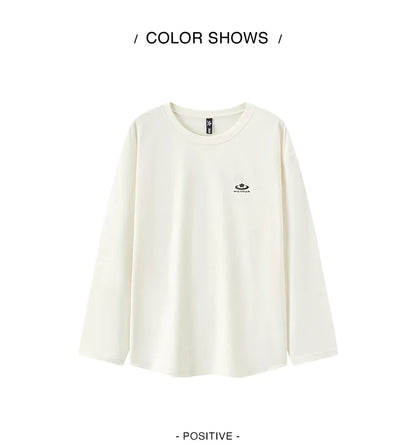 Semir Long Sleeve T-Shirt Women Plum Blossom Medium Long Length Pure Cotton with Printed Design 2024 New Autumn Oversized Top