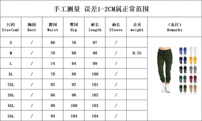 Women Cargo Pants Summer Female Loose Elastic Drawstring Pocket Solid Pencil Trousers ZYX-1170