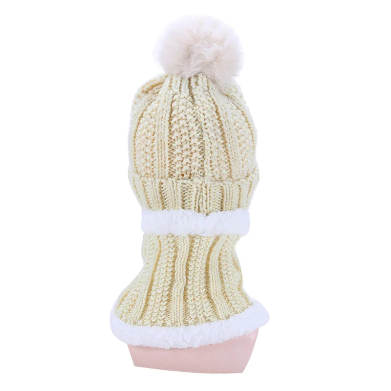 Warm Winter Skullies Beanies Knitted Hat Women Brand High Quality Winter Women Ball Ski Wool Fur Hat Pompoms Hats Knitted Scarf