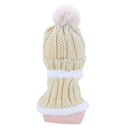 Warm Winter Skullies Beanies Knitted Hat Women Brand High Quality Winter Women Ball Ski Wool Fur Hat Pompoms Hats Knitted Scarf