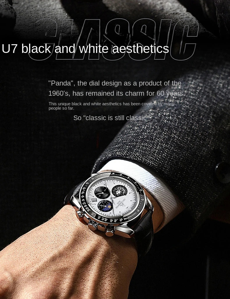 Luxury Man Watch High Quality Waterproof Chronograph Luminous Men's Wristwatch Leather Men Date Quartz Watches Casual Clock