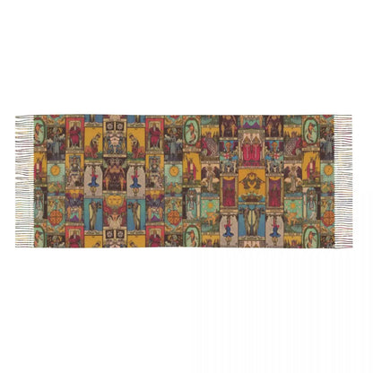 Printed The Major Arcana Of Tarot Vintage Patchwork Scarf Men Women Winter Fall Warm Scarves Occult Witch Spiritual Shawl Wrap