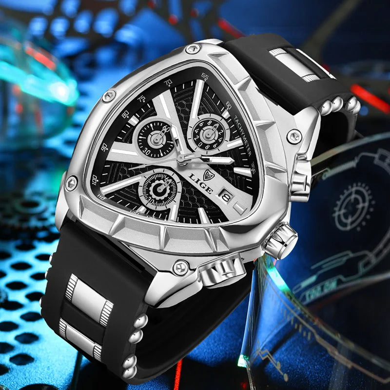 LIGE Luxury Military Watch for Men Waterproof Luminous Date Chronograph Man Watch Sport Quartz Stainless Steel Men's Watches