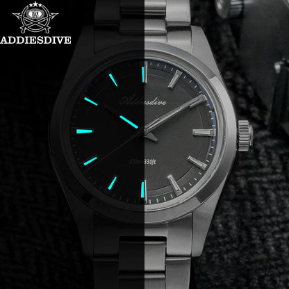 ADDIESDIVE 36mm Luxury Man Watch VH31 BGW9 Super Luminous 316L Stainless Steel Bubble Mirror Glass 100m Waterproof Quartz Watch