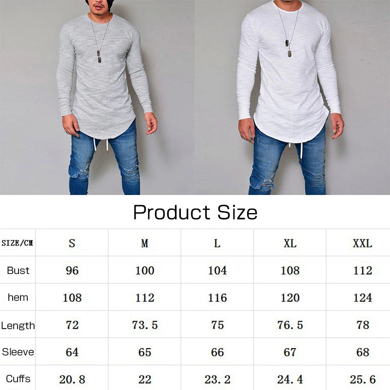 Men's T-Shirts Lycra S-3Xl Long Sleeved Men T Shirt Pure Color Casual Mens Long Sleeve Man T-Shirt for Male